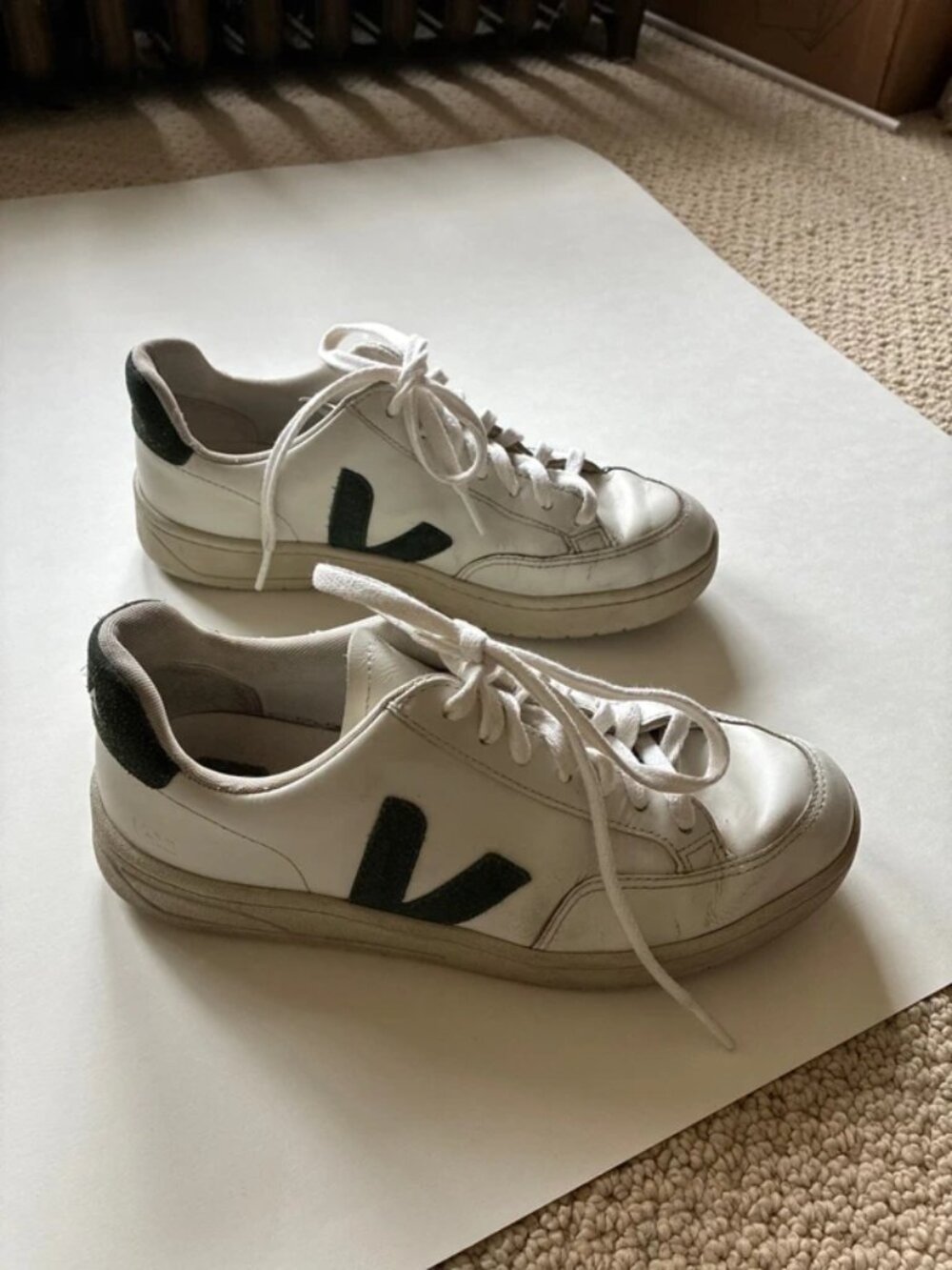 Veja V-12 Leather Sneakers in Cyprus/White US8